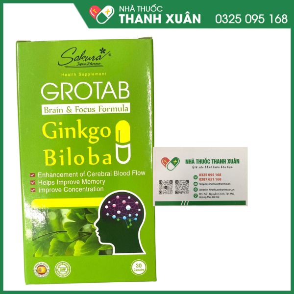 Viên uống bổ não Grotab viên uống bổ não, tăng cường lưu thông máu